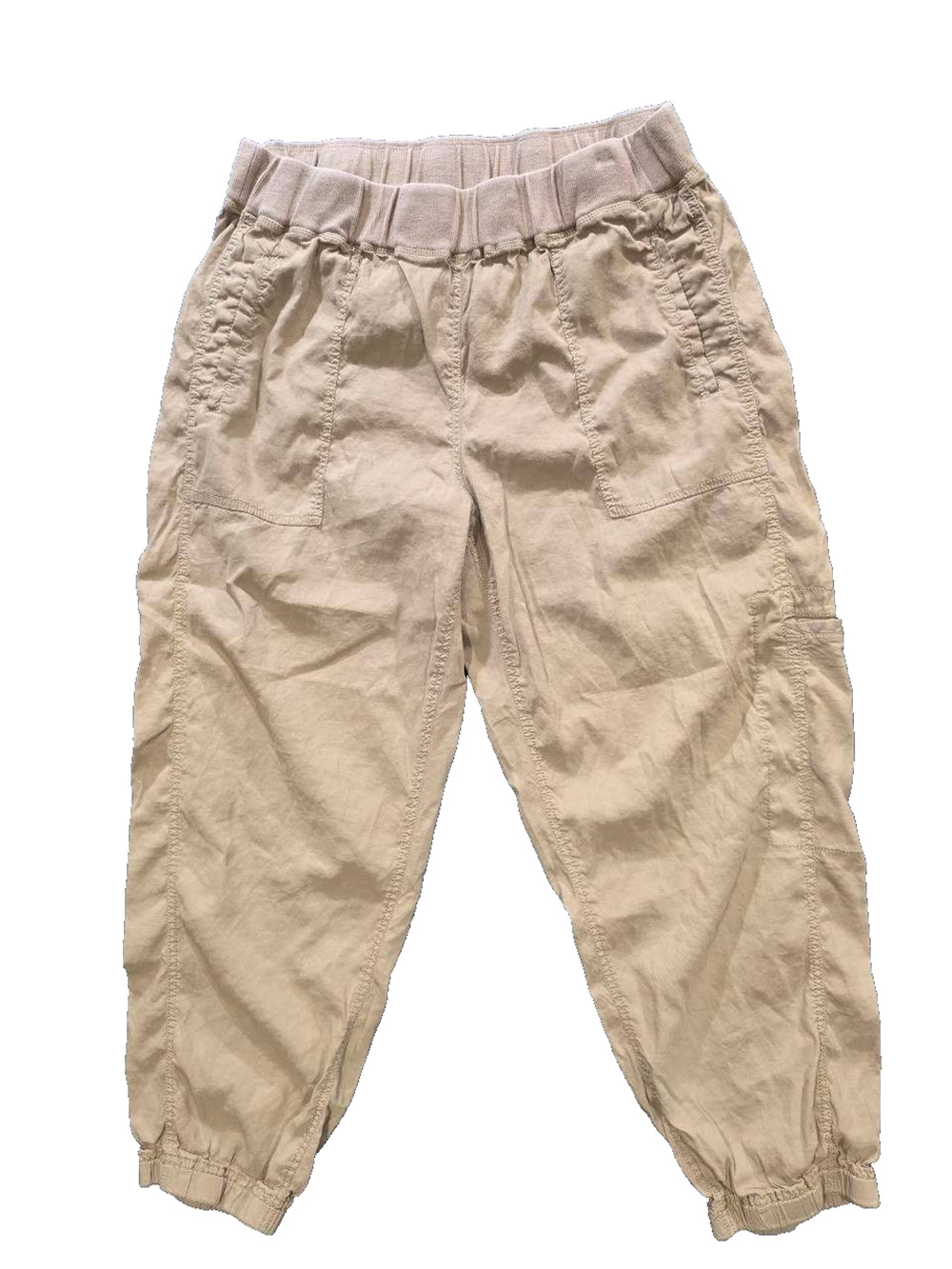 Eileen Fisher Pants Tan Barrel Tencel & Linen High Rise Loop Pull On 1X A010575